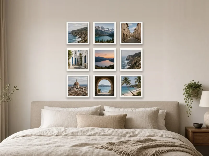 Galeria de quadros adesivos com moldura branca