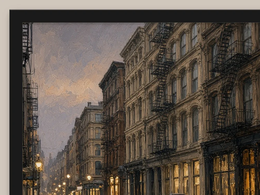 Chuva no SoHo detalhe da moldura e da impressão
