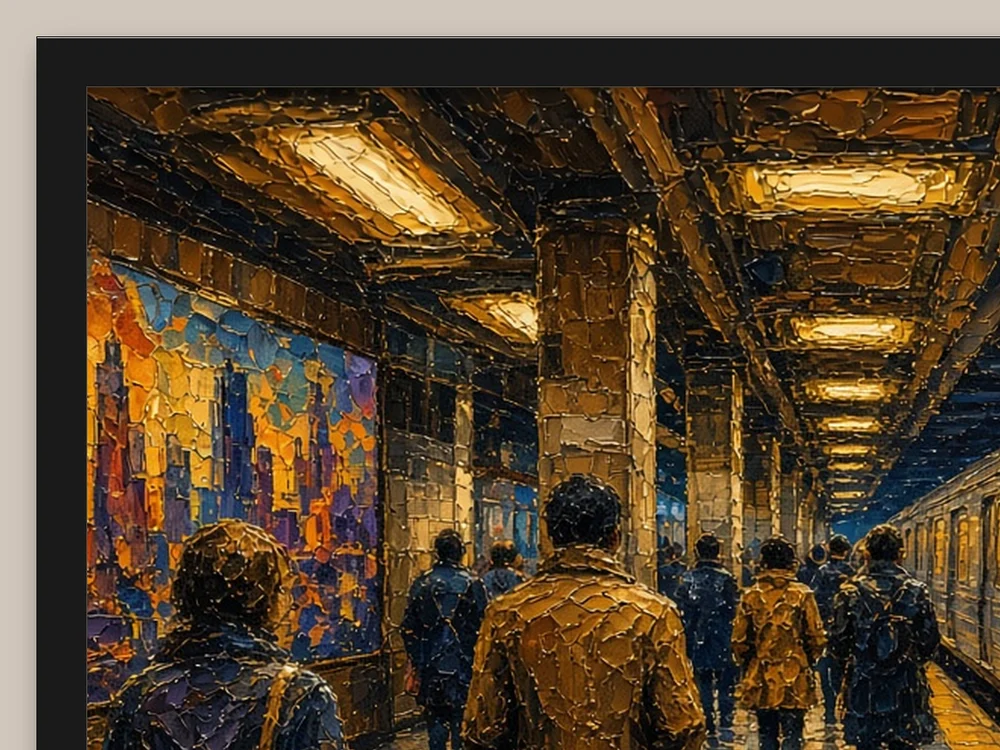 Estação de Metro detalhe da moldura e da impressão