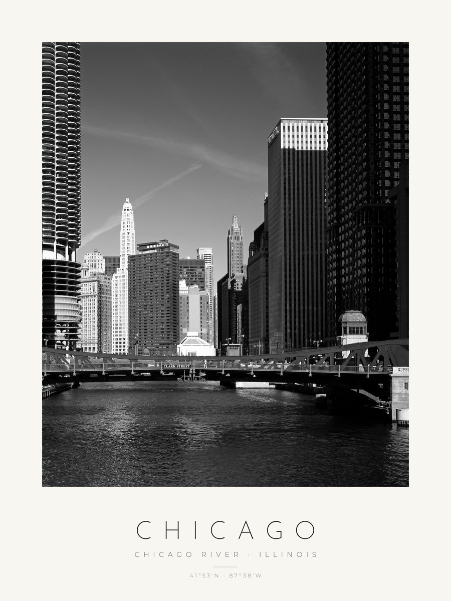 Poster Chicago – Pontes do Rio Chicago – poster com moldura