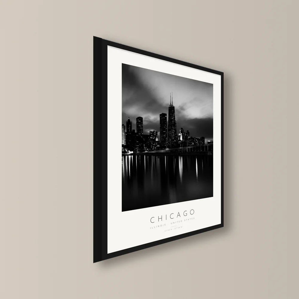 Poster Chicago – Willis Tower vista lateral da moldura