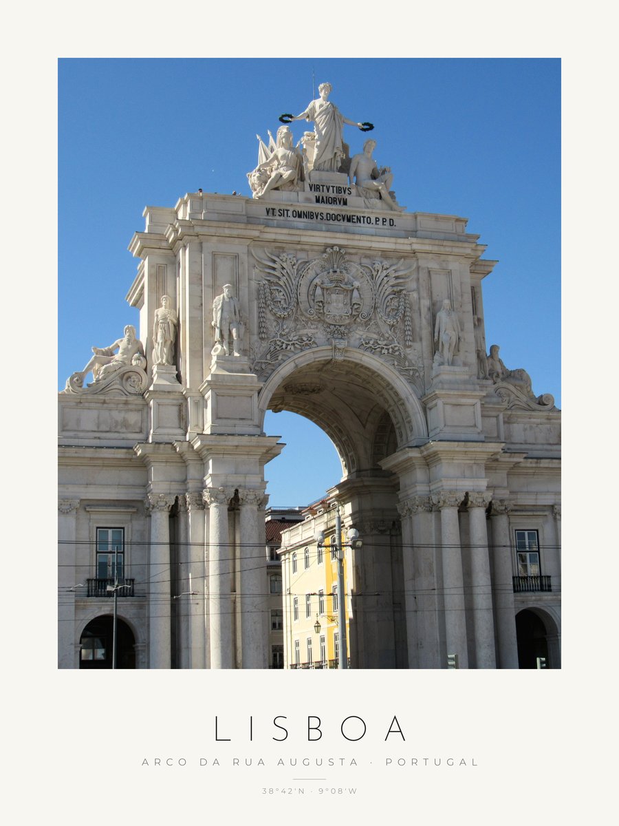 Poster Lisboa – Arco da Rua Augusta – versão a cores, poster com moldura