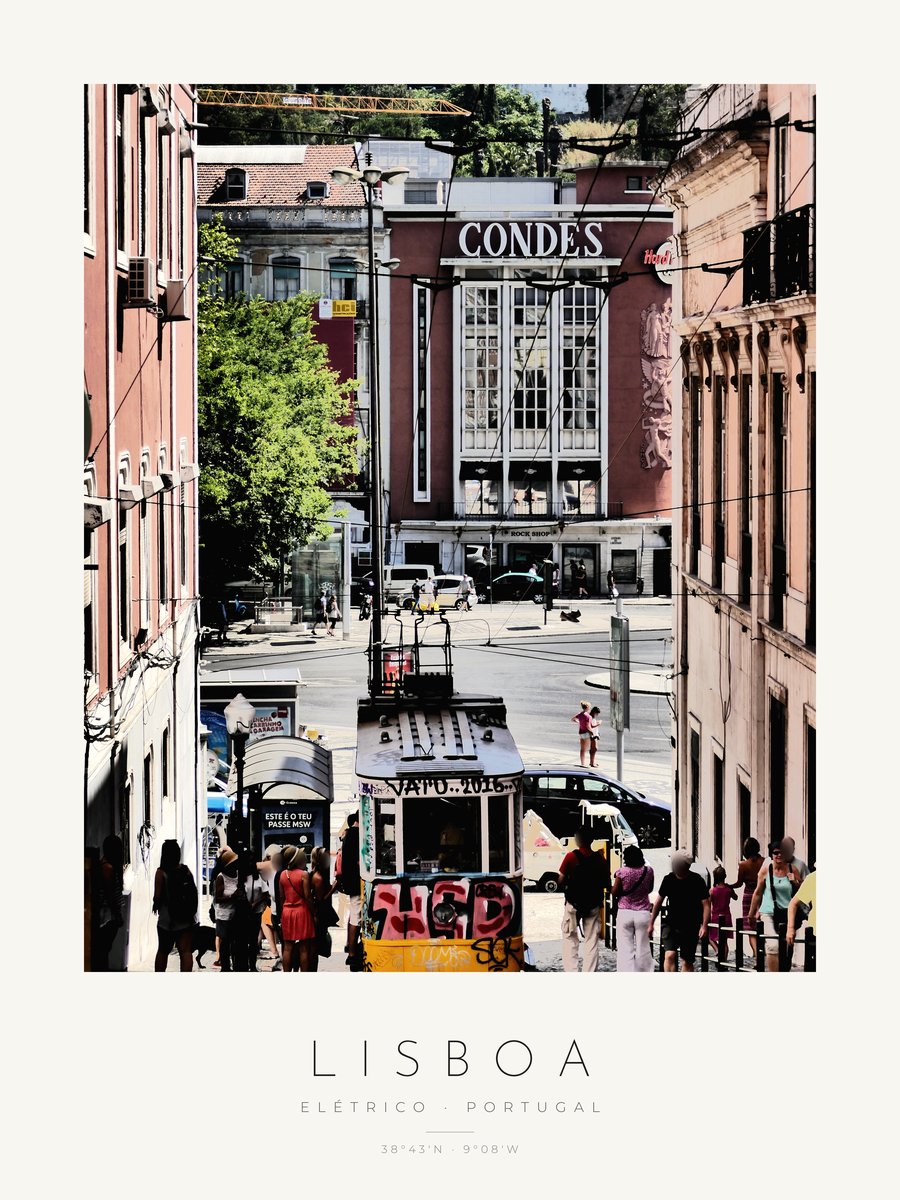 Poster Lisboa – Elétrico – versão a cores, poster com moldura