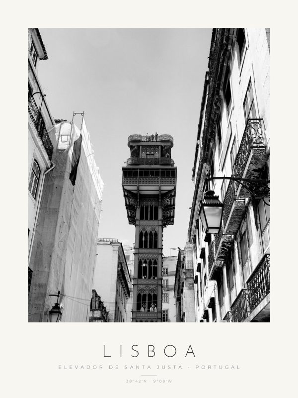 Poster Lisboa – Elevador de Santa Justa – poster com moldura