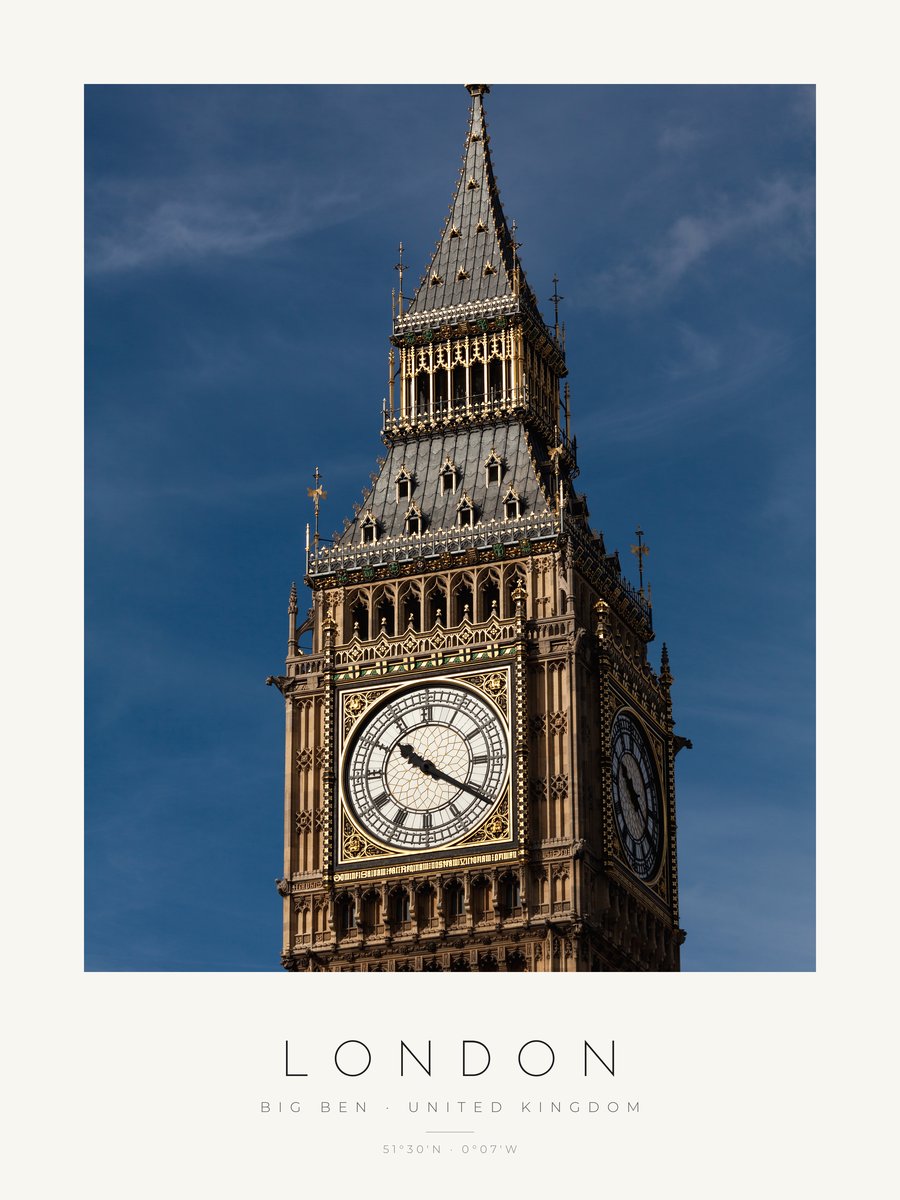 Poster Londres – Big Ben – versão a cores, poster com moldura