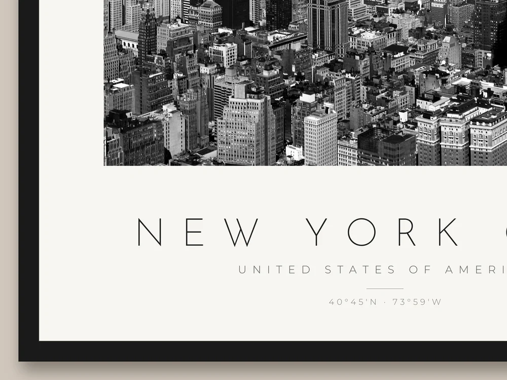 Poster Nova Iorque – Empire State detalhe da moldura e da impressão