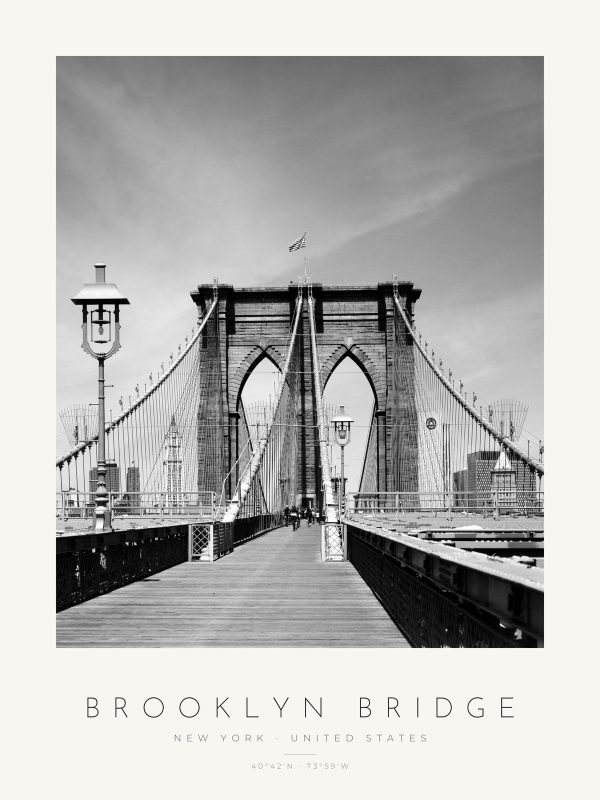 Poster Nova Iorque – Ponte de Brooklyn – poster vertical com moldura