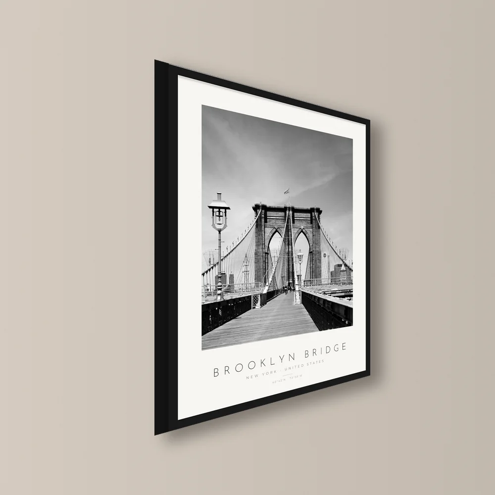 Poster Nova Iorque – Ponte de Brooklyn vista lateral da moldura