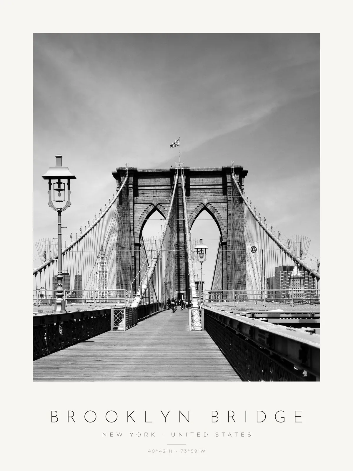 Poster Nova Iorque – Ponte de Brooklyn – poster vertical com moldura