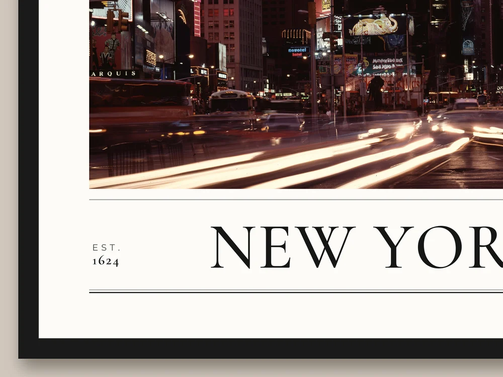 Poster Nova Iorque – Times Square detalhe da moldura e da impressão