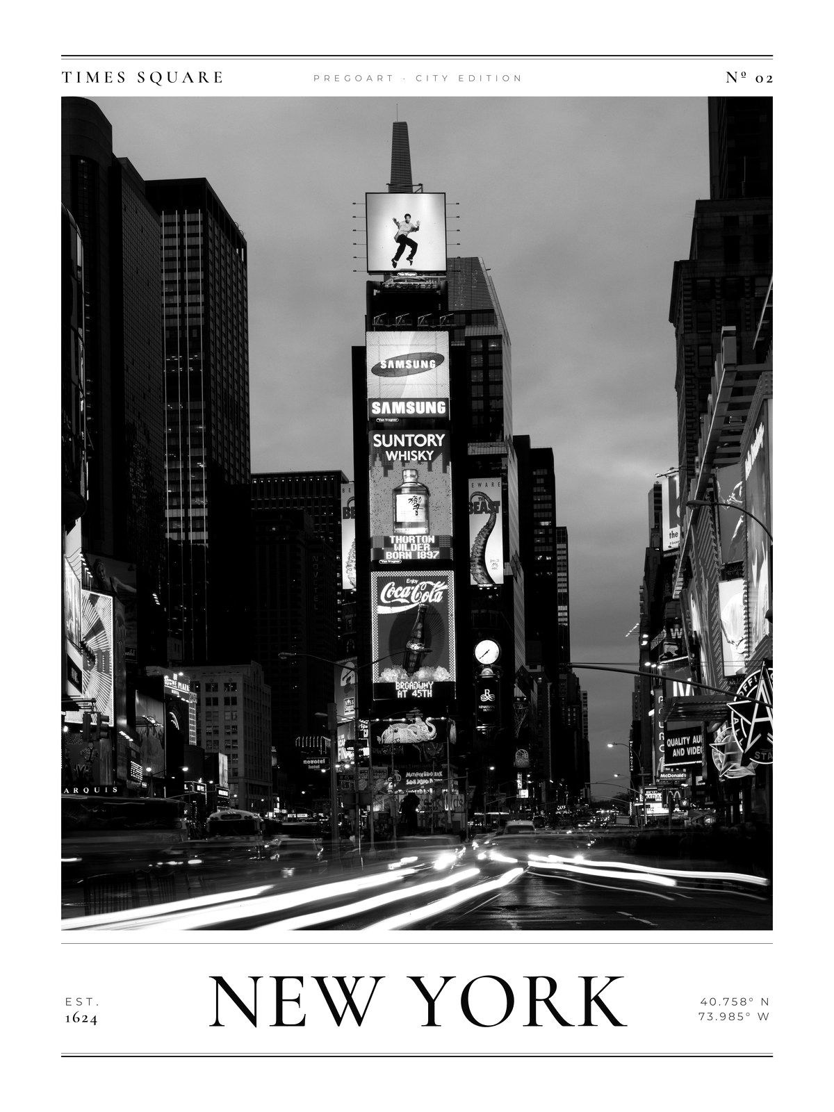 Poster Nova Iorque – Times Square – versão a preto e branco