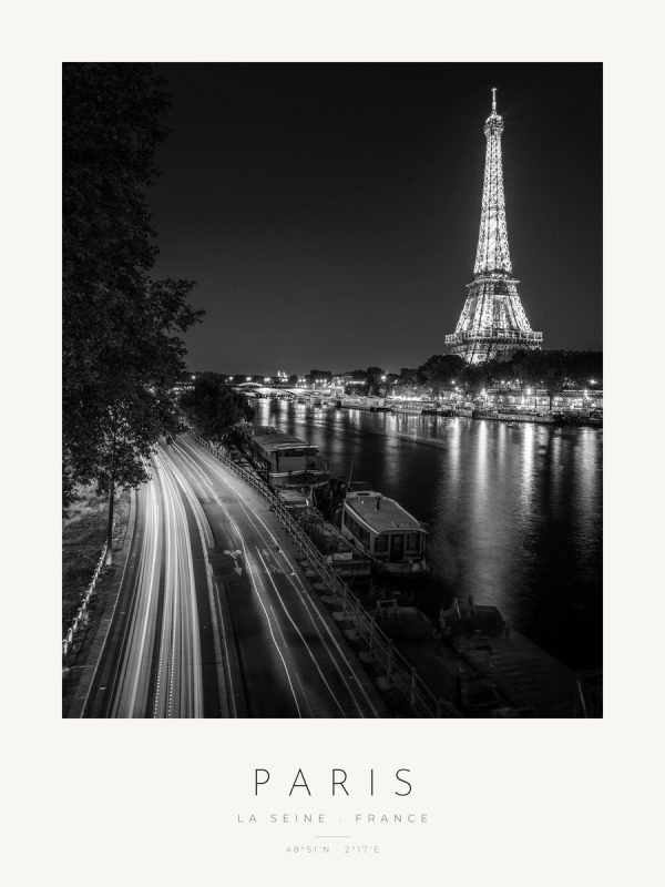 Poster Paris – Sena à Noite – poster com moldura