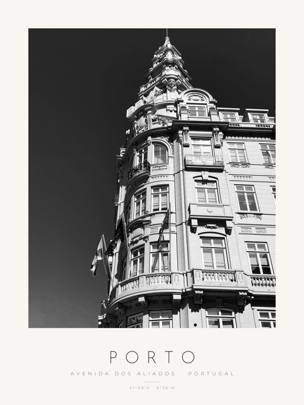 Poster Porto – Avenida dos Aliados – poster com moldura
