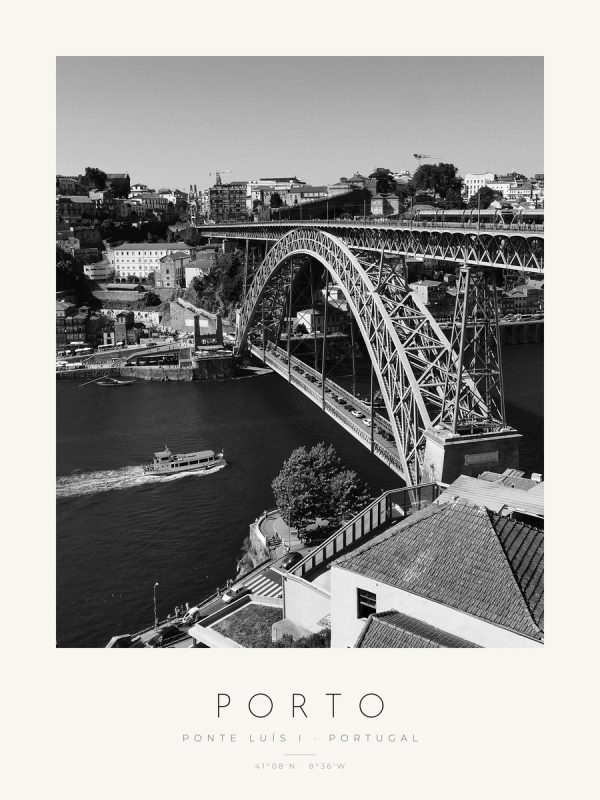 Poster Porto – Ponte Luís I sobre o Douro – poster com moldura