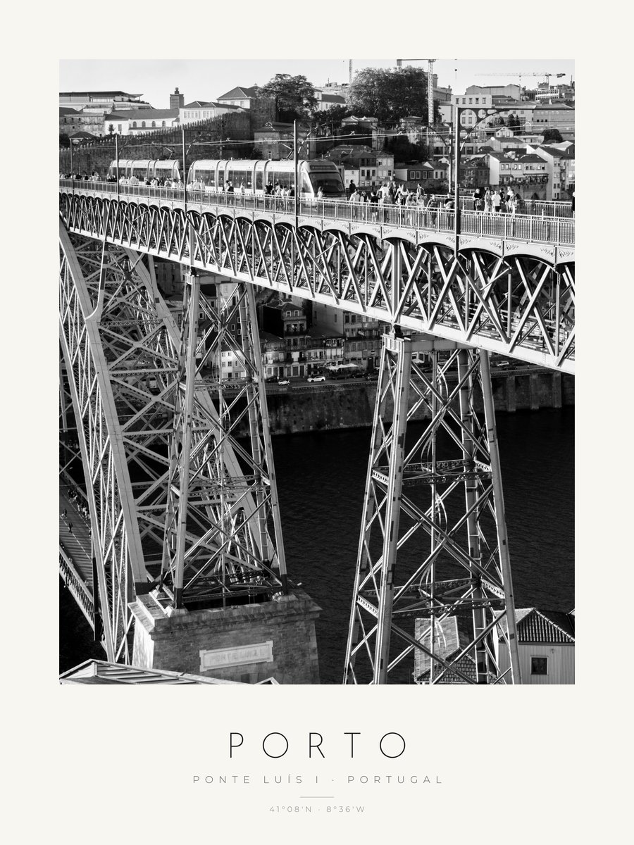Poster Porto – Ponte Luís I vista lateral – poster com moldura