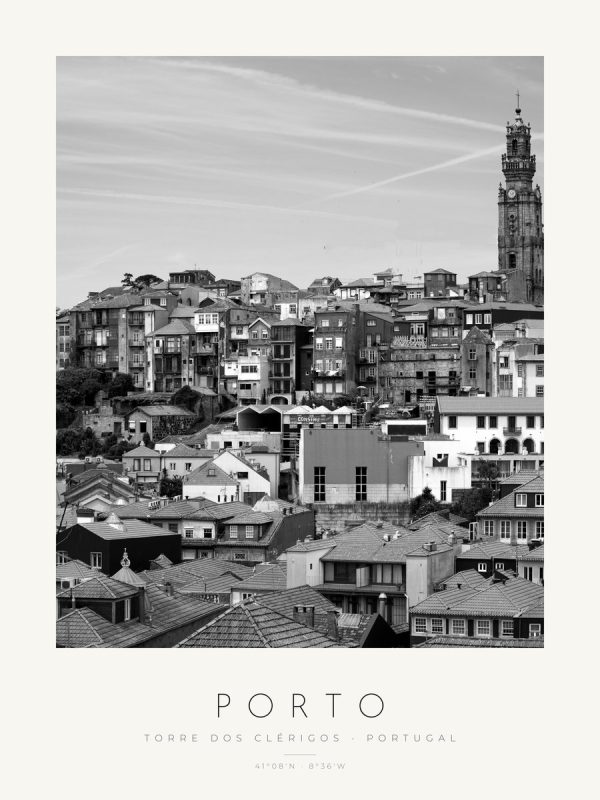 Poster Porto – Telhados e Clérigos – poster com moldura