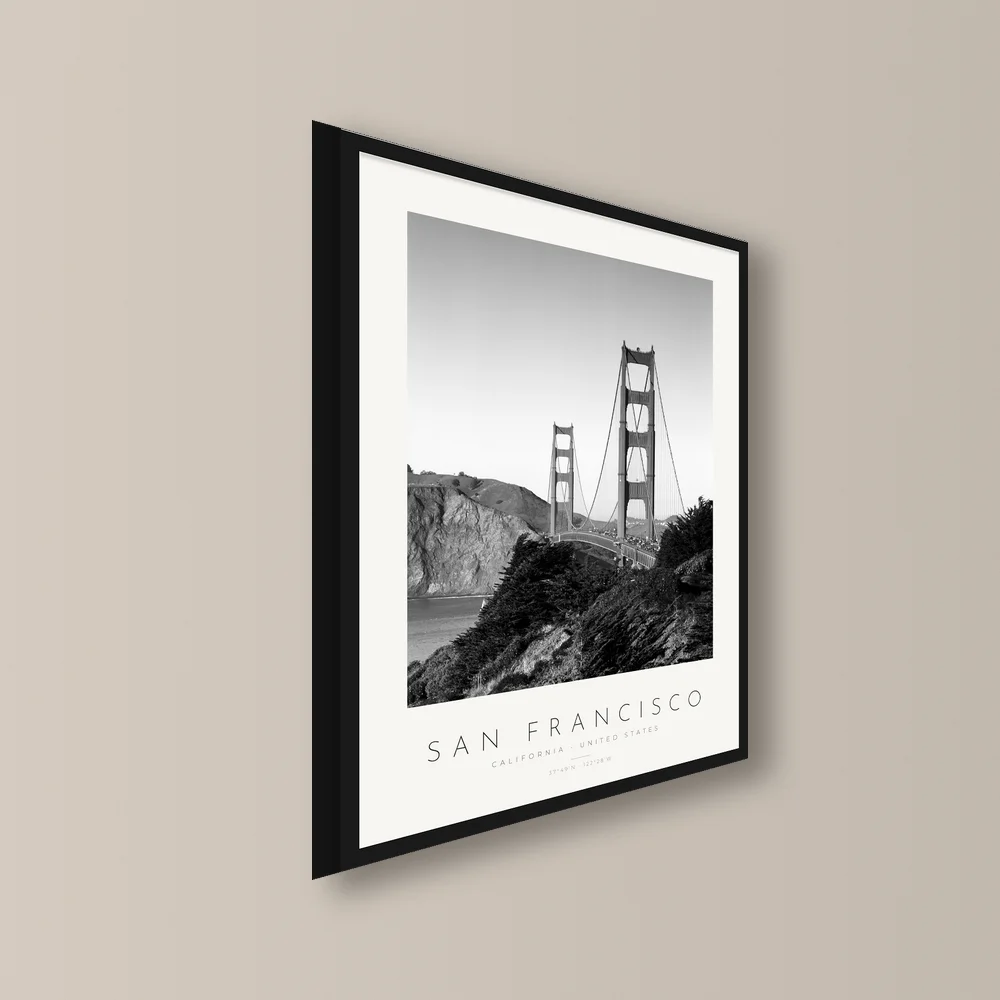 Poster São Francisco – Golden Gate vista lateral da moldura