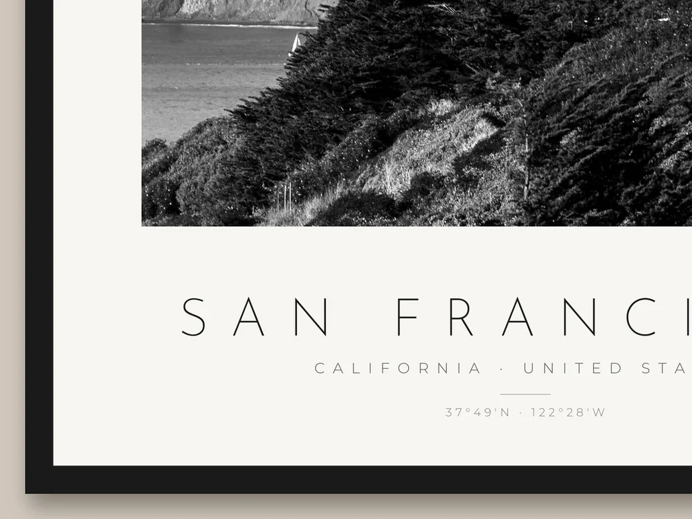Poster São Francisco – Golden Gate detalhe da moldura e da impressão