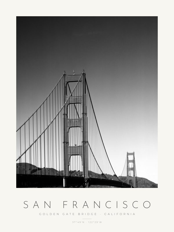 Poster São Francisco – Torre da Golden Gate – poster com moldura