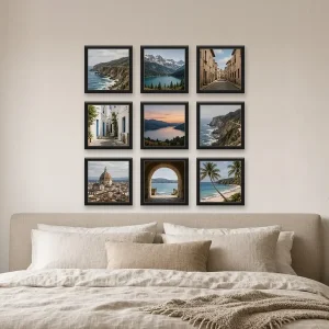Galeria de quadros adesivos com moldura preta