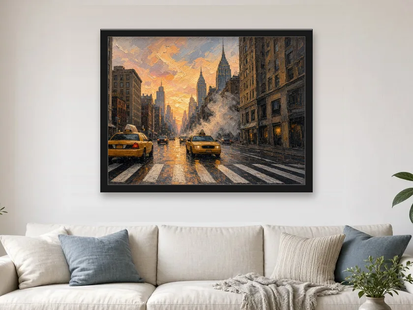 Táxis e Empire State na sala