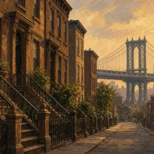 Brooklyn ao Entardecer – quadro decorativo de Nova Iorque