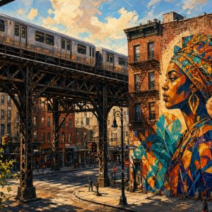 Metro Elevado e Graffiti – quadro decorativo de Nova Iorque