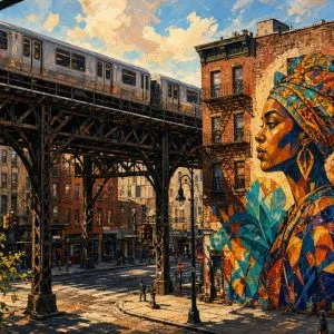 Metro Elevado e Graffiti – quadro decorativo de Nova Iorque