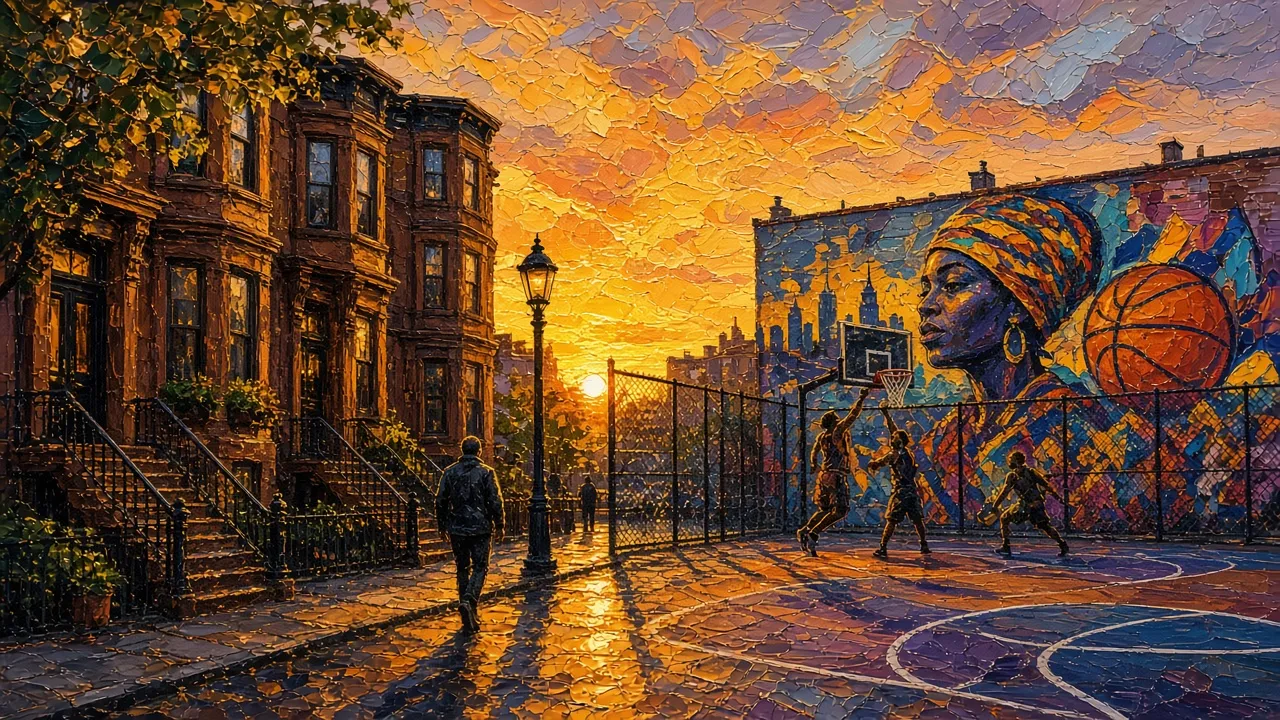 Campo de Basquetebol – quadro decorativo de Nova Iorque